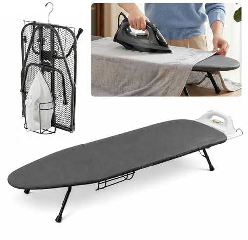 EVERGOODS Ironing Boards Table Top Ironing Board with Iron Rest Small Ironing Board Anti-slip Feet Perfect for Home Travel 100X31 cm