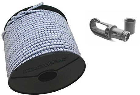 Seilwelt 6mm Expanderseil 30m Gummiseil + 30 Karabiner Gummileine Planenseil Seil Plane in Weiss Blau