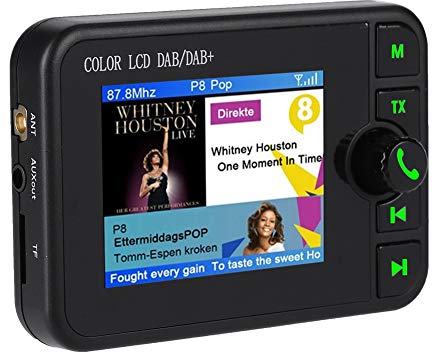 ASHATA DAB Autoradio Adapter, 2.4 Zoll Farbe LCD Tragbares Autoradio DAB mit Bluetooth Freisprecheinrichtung,DAB Digital Radio Tuner Auto DAB Radio 170-240MHz mit M Transmitter Antenne