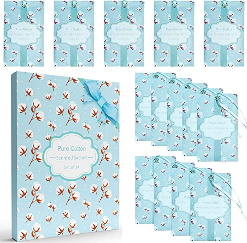 LA BELLEFÉE Scented Sachets Bags, Fragrance Bags, Pack of 14, Fresh Cotton, for Drawers Closets, Rooms, Wardrobes, Bathrooms, Cars