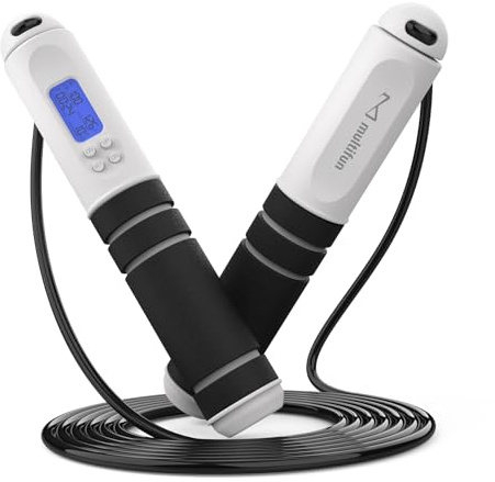 multifun Digital Jump Rope - Smart Counter & Timer, App-Free Skipping Rope for Fitness, Tangle-Free Adjustable Rope for Men Women Kids, Cardio Workout (Check 2026 OneClip™ Pro for 3s Rope Swap)