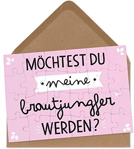 OWLBOOK Brautjungfer Fragen Puzzle mit Brief-Umschlag Geschenke Geschenkideen für Brautjungfer zur Hochzeit & Verlobung