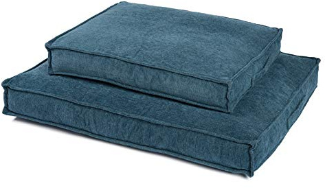 JAMAXX Premium Hundekissen Orthopädische Füllung, Waschbar Bezug aus Edlem Chinelle Stoff, Weiche Kompakte Füllung mit Visco Schaumstoff-Flocken Memory, PDB1003 65x50 (S), Aqua-Blue