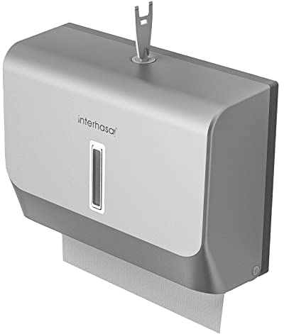 interhasa! Commercial Paper Towel Dispenser Wall Mounted C-fold Hand Towel Dispenser Kitchen Bathroom Restaurants (Silver)