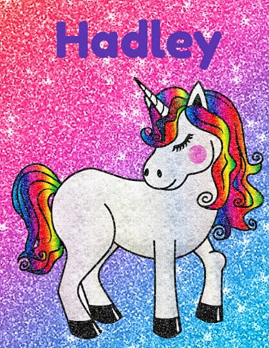Hadley Glittery Unicorn Notebook 8.5 x 11 Inches 100 Page Wide Ruled: Great gift for Christmas, Birthday and all occasions