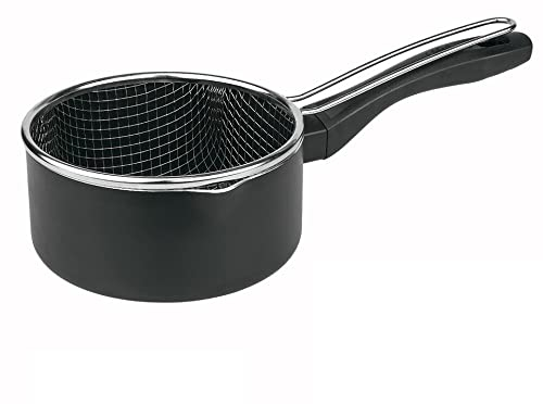 MGE - Pentola Antiaderente per Friggere ad Induzione, Friggitrice con Cestello per Frittura, Padella con Cestello per Friggere - Pentole per Friggere in Acciaio Inox - Casseruole Induzione - 16 cm