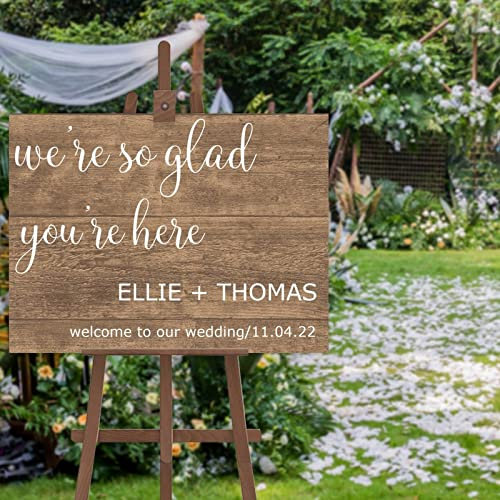 Panneau de mariage en bois « We're So Glad Your Here », panneau de bienvenue de mariage, panneau de bienvenue de mariage, panneau de mariage en bois 45,7 x 61 cm