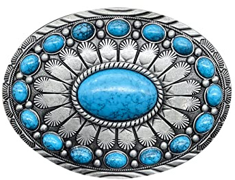 YOQUCOL American Western Cowboy Indian Elements Vintage Türkis Gürtelschnalle für Herren, D, Medium