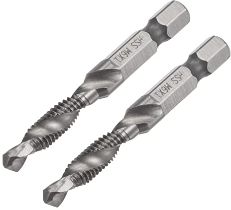 sourcing map 2 Stück Kombinierter Bohrer M6 x 1 Gewindebohrer TiAlN Beschichteter Cobalt Spiralschneide Bohrwerkzeug Ersatz