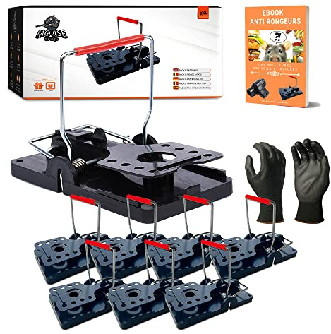 Piege a Rat Professionnel Pack x 8 - Lot de 8 Pieges a Rats XXL Puissant + Gants + Ebook | Piege pour Rats Intérieur et Piège à Rat extérieur
