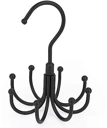 PODATOL Belt Hanger, Space Saving Belt Organizer for Closet, Max 24 Storage Capacity, Rotating Belt Rack Closet Organizers and Storage for Hanging Belt, Ties, Black
