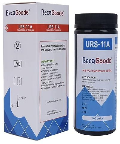 BecaGoode 11-in-1 Rapid Urine-Test Strips 11 Parameters for Ketosis, pH, Protein, UTI and More in Your Body-100 Count