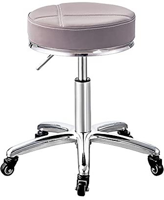 Rollhocker, robuster Ladenhocker aus Edelstahl, Räder wickeln sich nicht um Haare, belastbar bis 200 kg, Ladenrollstuhl, Drehhocker, Massagesalon, Spa, Gesichtshocker, Gold (Grau)