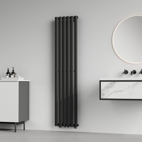 [neu.haus] Termosifone da Parete Radiatore Design Riscaldamento ad Acqua Calda Termoarredo a Pannello Singolo con Elementi Tubolari 160 x 36 cm - Nero