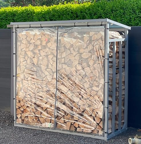 QUICK STAR Wetterschutzwand PVC transparent 178x177cm für Kaminholzunterstand XXL 185x70x185cm