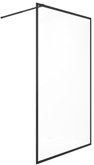 Vente-unique - Paroi de douche à l'italienne - 100 x 200 cm - Noir mat - Verre trempé - AMBERI