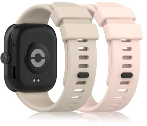 Pheant Sportarmband Kompatibel mit Xiaomi Redmi Watch 4 Armband Silikon Ersatzarmband für Damen Herren, Rosa Beige