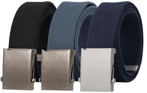 JasGood Canvas Web Gürtel für Herren Verstellbarer Stoff Militärgürtel mit Metallschnalle, 3,8cm Breite