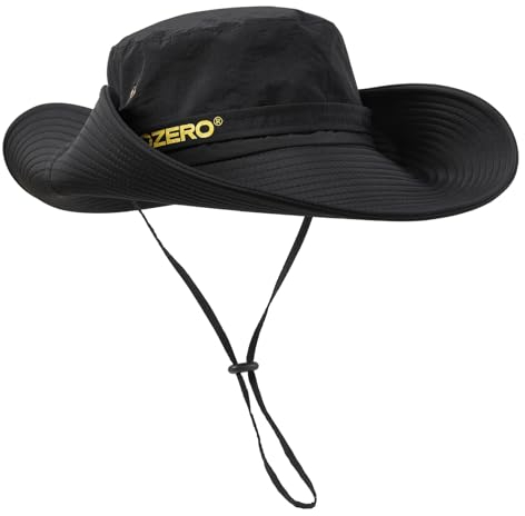 OZERO Sonnenhut Sommerhut Wanderhut Fischerhut: UV Schutz Gartenhut Breite Krempe Anglerhut für Damen Herren Wandern Campinghut (DE/NL/SE/PL, Alphanumerisch, Einheitsgröße, Schwarz)