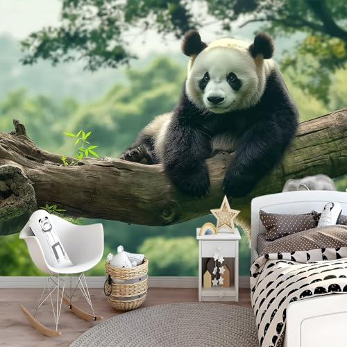 Générique Photo Murale Animaux Pandas Papier Peint Panoramique Tapisserie Intissé Murales Poster Décoration Murale pour chambre bureau adulte enfant - Forêt Verte 300 x 210 cm