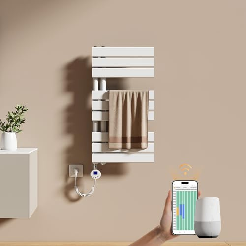 EMKE Sèche-Serviettes Électrique avec WiFi Thermostat 76 x 40 cm Blanc