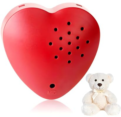 Personalisiertes Diktiergerät für Stofftiere,30s aufnehmbares Soundmodul für Spielzeug,Herzförmiges Sprachmodul für Teddybär und Kuscheltier,Sprachbox für DIY-Geschenke,Aufnahme Gutenachtkuss
