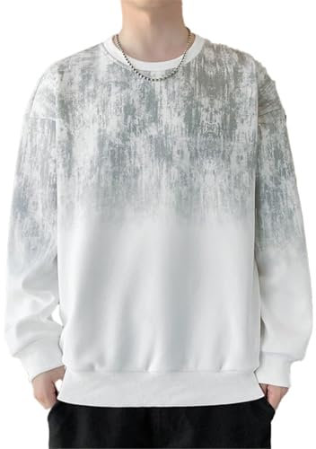 Seiizaa Sudadera de otoño e Invierno para Hombre, Informal, Holgada, de Manga Larga-White-L