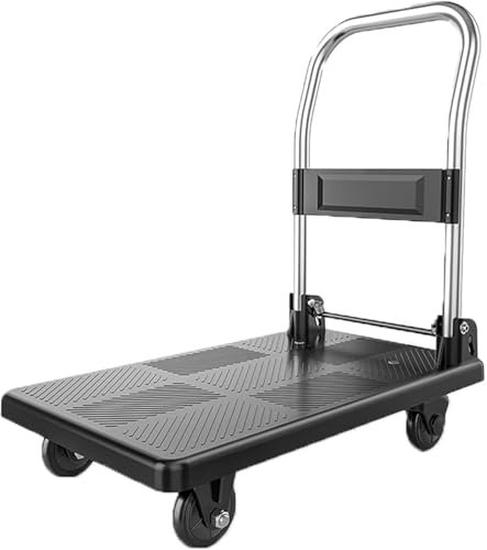 MYVVKIA Beweglicher Schub-Pritschenwagen, tragbarer, zusammenklappbarer Handwagen, robuster Handwagen zum Ziehen von Waren für das Home Office Warehouse, Tragkraft 330 lbs,