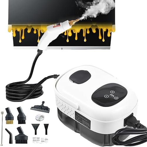 PLABNK Handheld Steam Cleaner -1000ml, 2500 W Portable Steam Cleaner, Heating Time: 15 S, 6 Levels of Adjustment+ 3.bar High Pressure Steam, with Brush Heads, for Home, Sofa,A