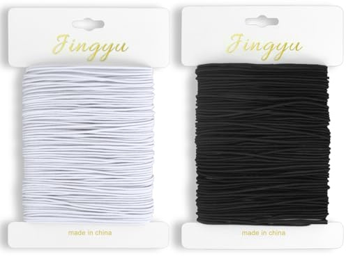 YSWOVUO Gummiband für Armbänder, 2pcs Gummischnur 1mm x 20m, Runden Gummikordel mit Spule, Elastisches Perlenschnur für DIY Schmuckherstellung Handwerk Halsketten, Weiß und Schwarz Nylonfaden