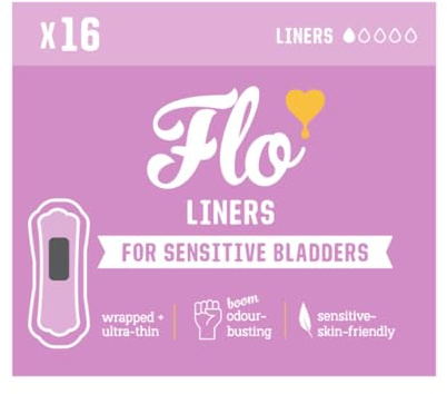 Flo Sensitive Bladder Bamboo Liners – Discreet, Ultra-Thin, Hypoallergenic - Light Incontinence, Odour Control Protection - 16 Liners