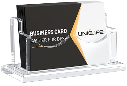 Uniclife Acryl-Visitenkartenhalter für den Schreibtisch, 1 Schlitz, transparent, horizontal, Visitenkartenständer für Männer und Frauen, Desktop-Namenskarten-Organizer, Kartenständer für Büro