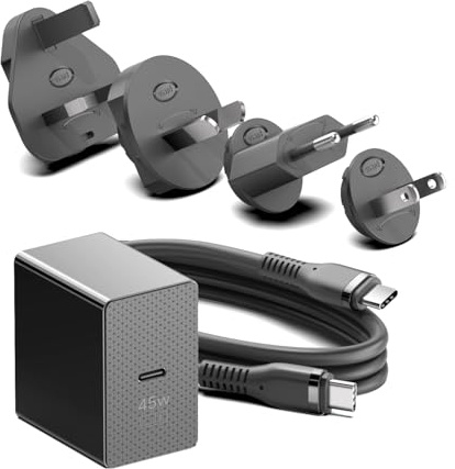 HKY Alimentatore Rapido 45W USB C per Laptop HP Chromebook X360 C523NA C423NA C302CA C223NA C101PA PD3.0 GaN Portatili Caricatore per Asus, WI-FI 6/7 Router, Samsung Galaxy S24 / S23 con 1.8M Cavo