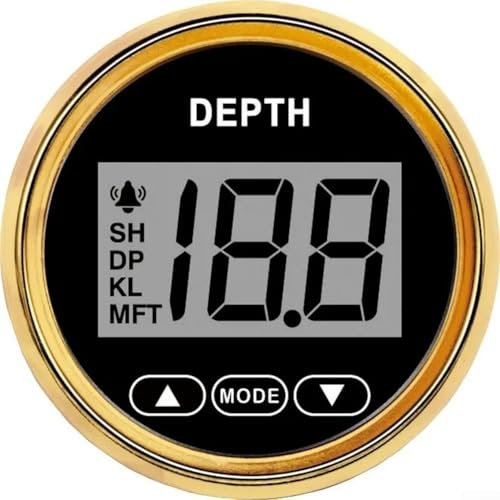 Depth Gauge Indicator 52mm for For fishing Boats Anti Fog, Vibration Resistant, IP67 Waterproof Design (dark gold)
