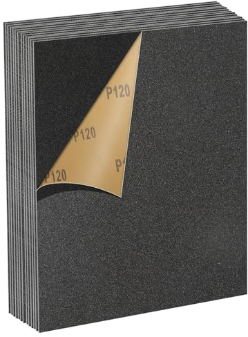 MOGRQAP Schleifpapier Nass und Trocken, 12 Stück 120 Körnung 23 x 28cm | Sandpapier Set 120 Körnung Grob Schmirgelpapier für Auto Metall Wände Holz Möbel Stein Glas Lack, Polieren Nassschleifpapier