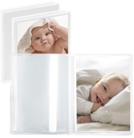 Vienrose Mini Photo Album 3-Pack (6×4 Inches) – Each Holds 52 Photos, Customizable Cover, Compact Picture Book for Postcards, Baby Photos (Transparent)