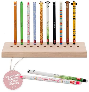 wunderwunsch Stiftehalter für Legami und co aus stabilem Holz, Stifthalter für Buntstifte Kinder Schreibtisch als Geschenk zur Einschulung und Grundschule (ohne Name, länglich)