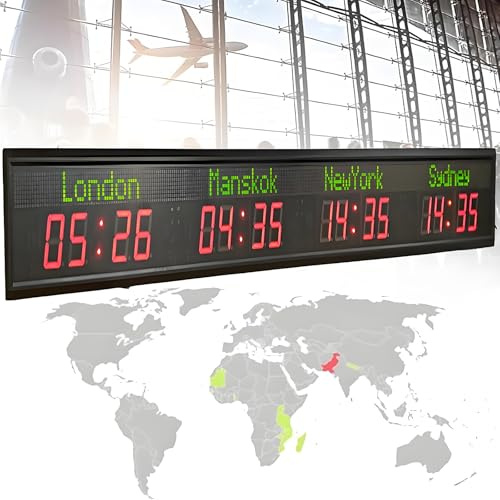 Orologio Mondiale Con 3, 4, 5 E 6 Città, Orologio Da Parete Con Fuso Orario Mondiale, Orologio Mondiale a LED, Orologio Mondiale Con Fuso Orario Multiplo,4city