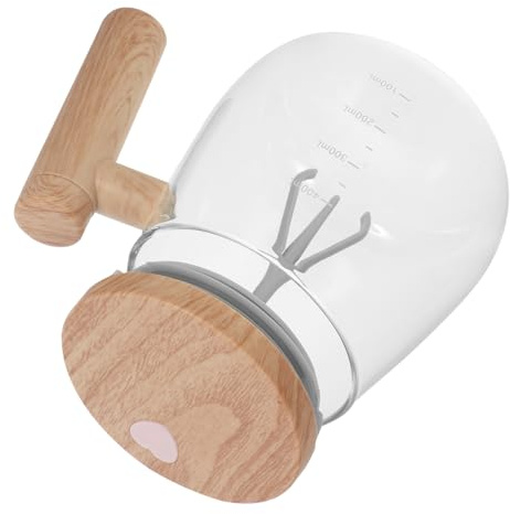Ciieeo Electric Stirring Coffee Mug Glass Mixing Cup with Wood Handle Self Mixing Hot Drink Cup for Coffee Hot Chocolate Protein Shakes Automatic Button Operation Battery Powered