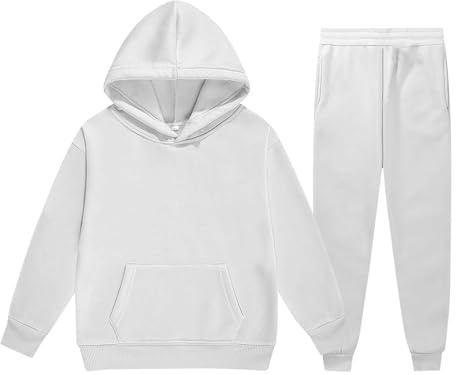 2026 Completo bambini neonati ragazzi ragazze a maniche lunghe, caldo, pullover con cappuccio, top e pantaloni, abbigliamento per bambini, tuta da ginnastica, abbigliamento per ragazze 86, bianco, 3-4