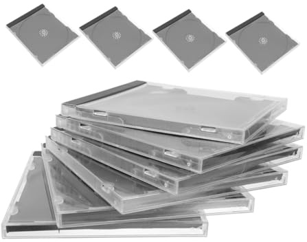 POPETPOP Custodia Porta Cd Trasparente in Plastica Rigida Vassoio Nero, Contenitore Per La Conservazione Dei Dischi e Protezione Antigraffio, Per Casa, Ufficio e Scuola, Set Da 10 Pezzi