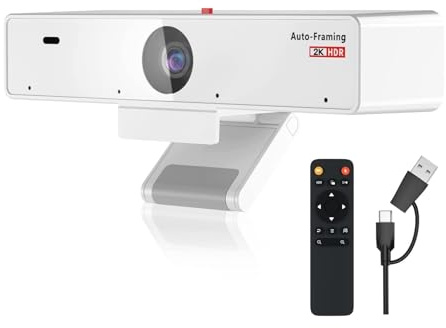 NGBFF Webcam 2K con 4 microfoni con cancellazione del rumore, telecamera 1080P 60 fps for streaming live di riunioni
