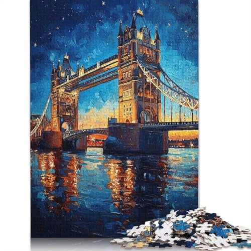 Puzzle carré créatif Tower Bridge Night pour Adultes, 1 000 pièces (75 x 50 cm), Jeux de défi Uniques en Bois