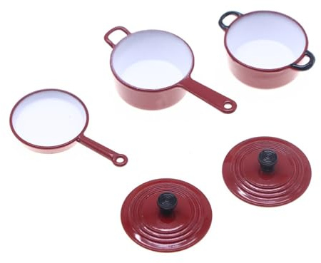 Set di pentole in miniatura smaltato rivestito per casa di bambola accessorio scena cucina mobili modello esposizione progetto decorazione casa delle bambole vasi in miniatura