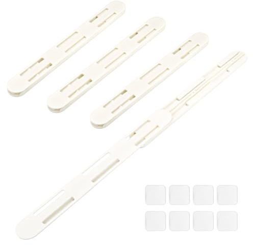LELE LIFE Lot de 4 glissières adhésives coulissantes pour tiroir d'armoire, organisateur de poubelle, guides coulissants, sans perçage, montage inférieur pour étagère