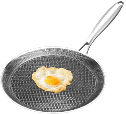 Generisch Padella per pancake, in acciaio, antiaderente, 24 cm, in ceramica, a induzione, senza PTFE e PFOA, antigraffio, lavabile in lavastoviglie, perfetta per omelette, uova e colazione