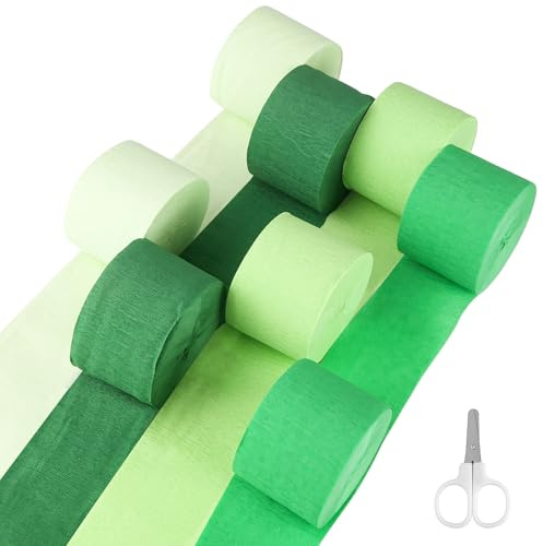 8 spolar kräppapper grön, 4,5 cm x 25 m kräppapper, kräppapper, rullar i 4 färger, kräppapper, silkespapper, streamer för bröllop, födelsedagsfest, fest, dekoration