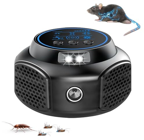 Ultrason Souris et Rats 360° Appareil Ultrason Souris avec Lumière LED Plug in Repulsif Souris Anti Rongeur pour Intérieur Protection et Anti Nuisibles Jardin