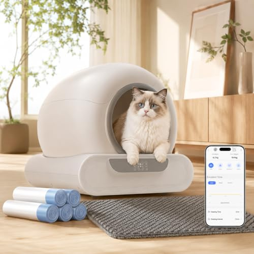 XQDKoon Lettiera Gatto Autopulente Lettiera Autopulente 74 L,Lettiera Autopulente Per Gatti APP,Deodorante Ionico Lettiera Automatica Gatti,Lettiera Gatto Chiusa