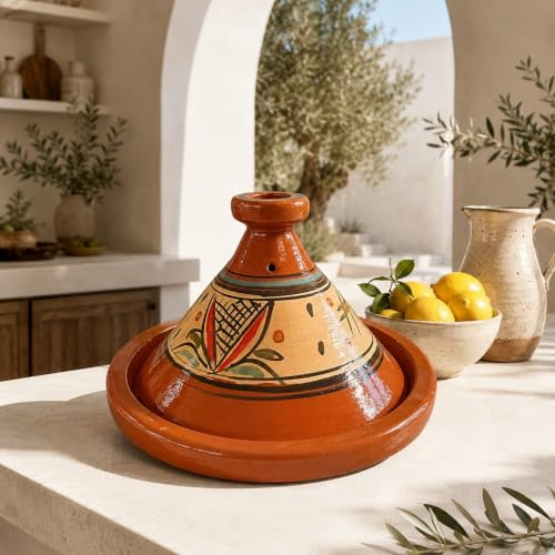 Tajine XL 35 cm in Terracotta Dipinta a Mano – Pentola Tradizionale Marocchina + Ebook Gratuito 0107261114